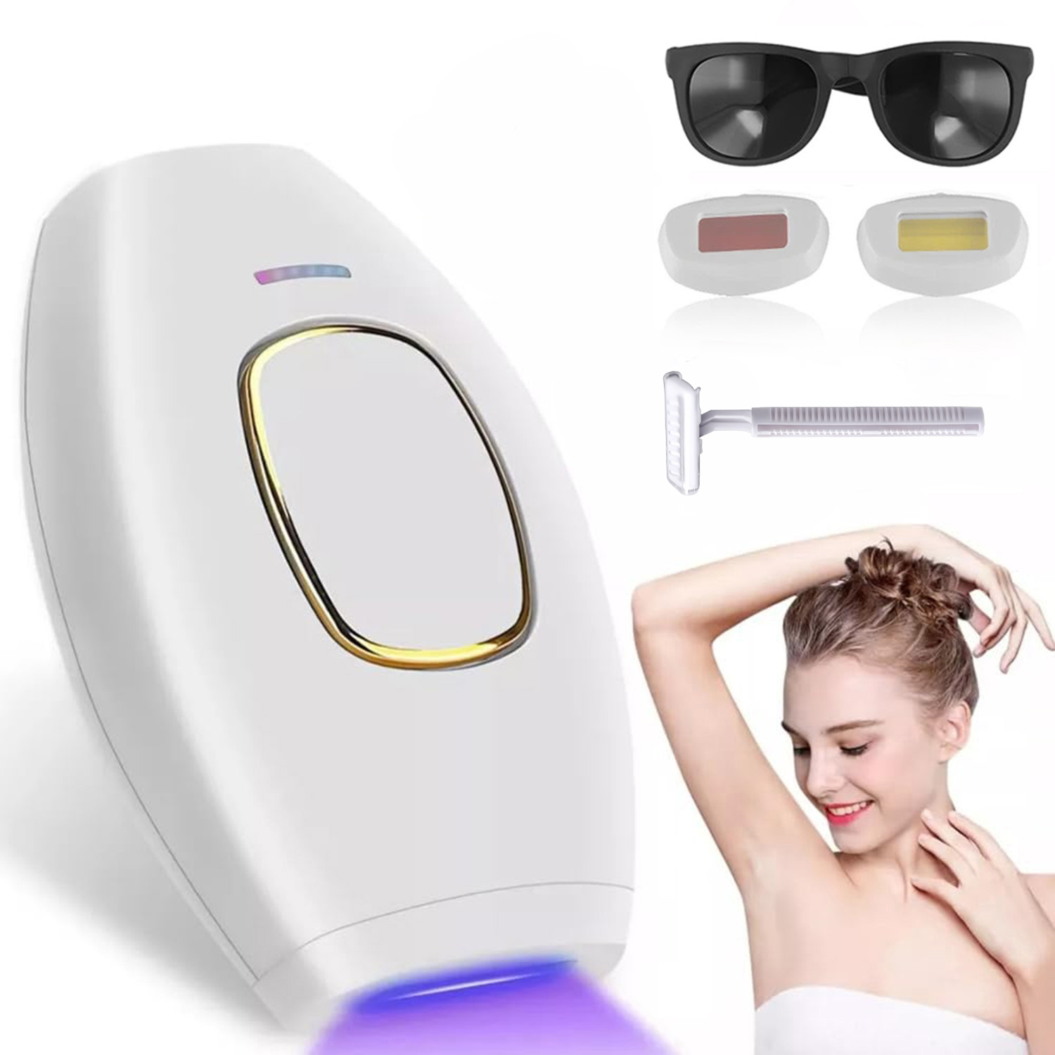 Depilator Laserowy Ipl Do Włosów Twarzy Ciała Bikini Depilacja Bezbolesny