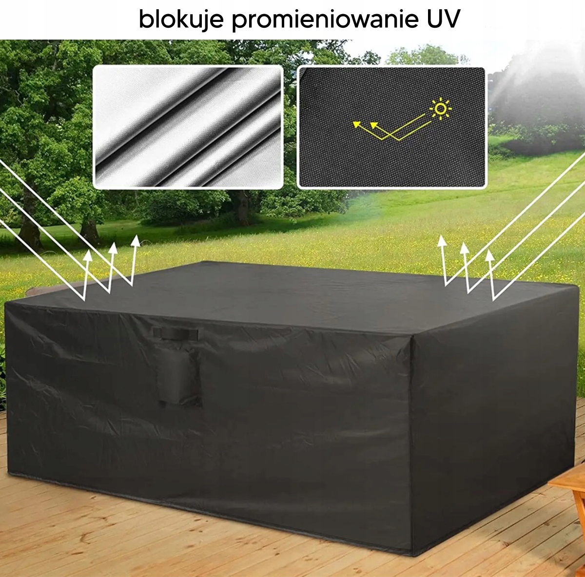 POKROWIEC NA MEBLE OGRODOWE OCHRONNY FUTERAŁ WODOODPORNY 242x162x100 DA168 Długość 242 cm