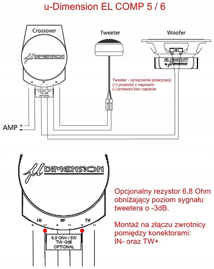 GŁOŚNIKI Samochodowe u-Dimension EL COMP 6 - 165mm 16,5cm 2x70W 4ohm 2-WAY EAN (GTIN) 4532817925918