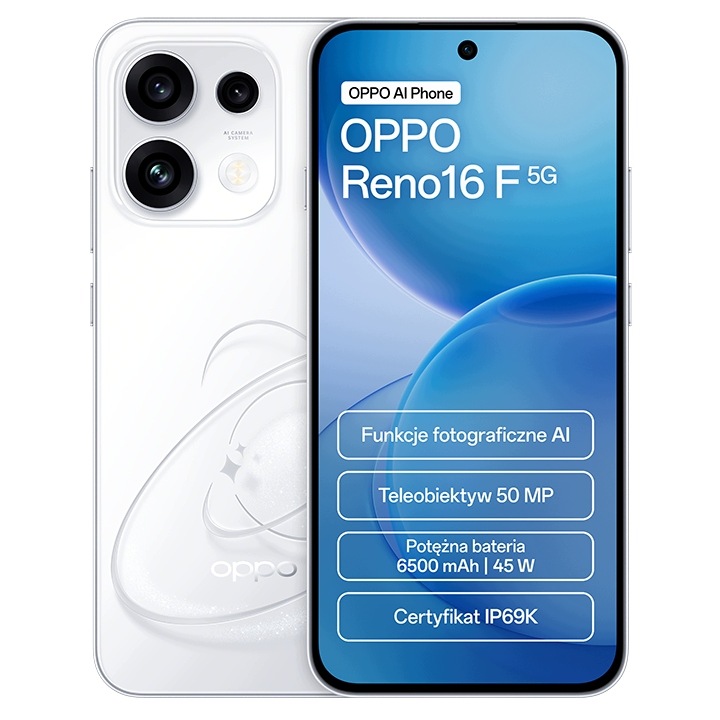 Smartfon Oppo Reno16 F 5G 8/256GB Biały (Pop White)