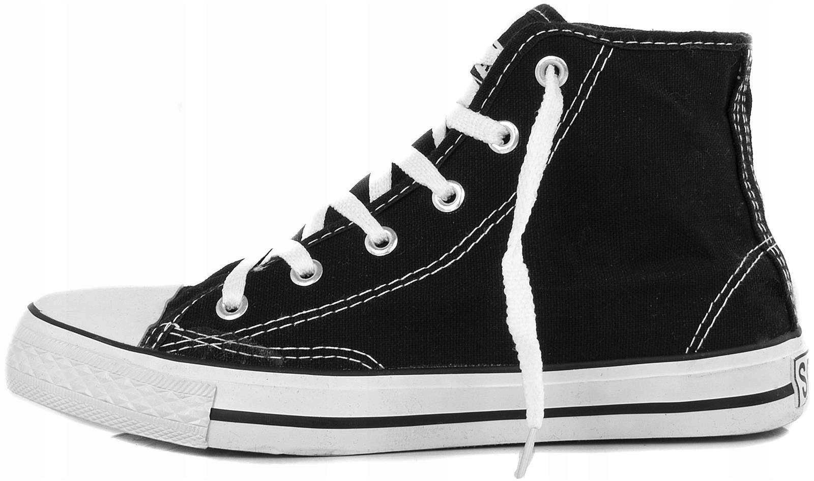 MĘSKIE CZARNE WYSOKIE TRAMPKI SPORTOWE 45 Rozmiar 45