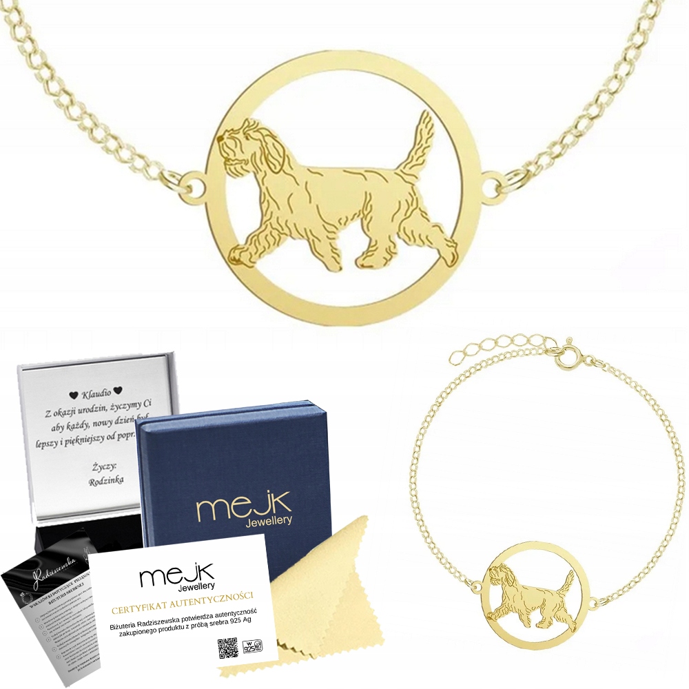 Zlatý náramek Petit Basset Griffon Vendéen 925 Dárek Šperky Gravírování