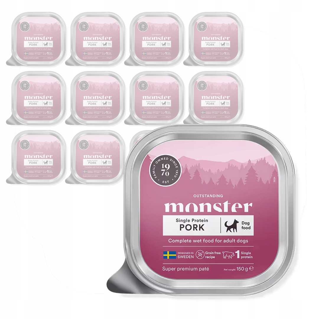 Monster Dog Pork Paté 12x150g Vlhké Krmivo pro psy Paštika s vepřovým masem