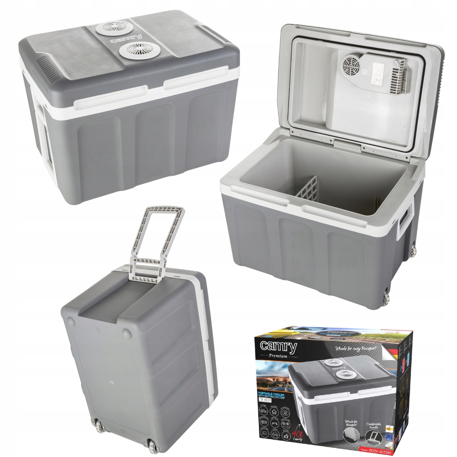 Turistická Automobilová 40 l Přenosná chladnička 12 V 230 V Ac/dc