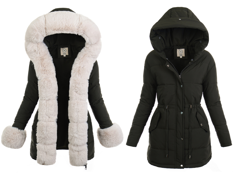 7918 Damska Parka Kurtka Zimowa Zielona S