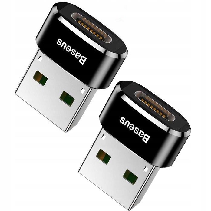 2× Adapter Baseus Mini przejściówka z USB-C na USB-A - czarny