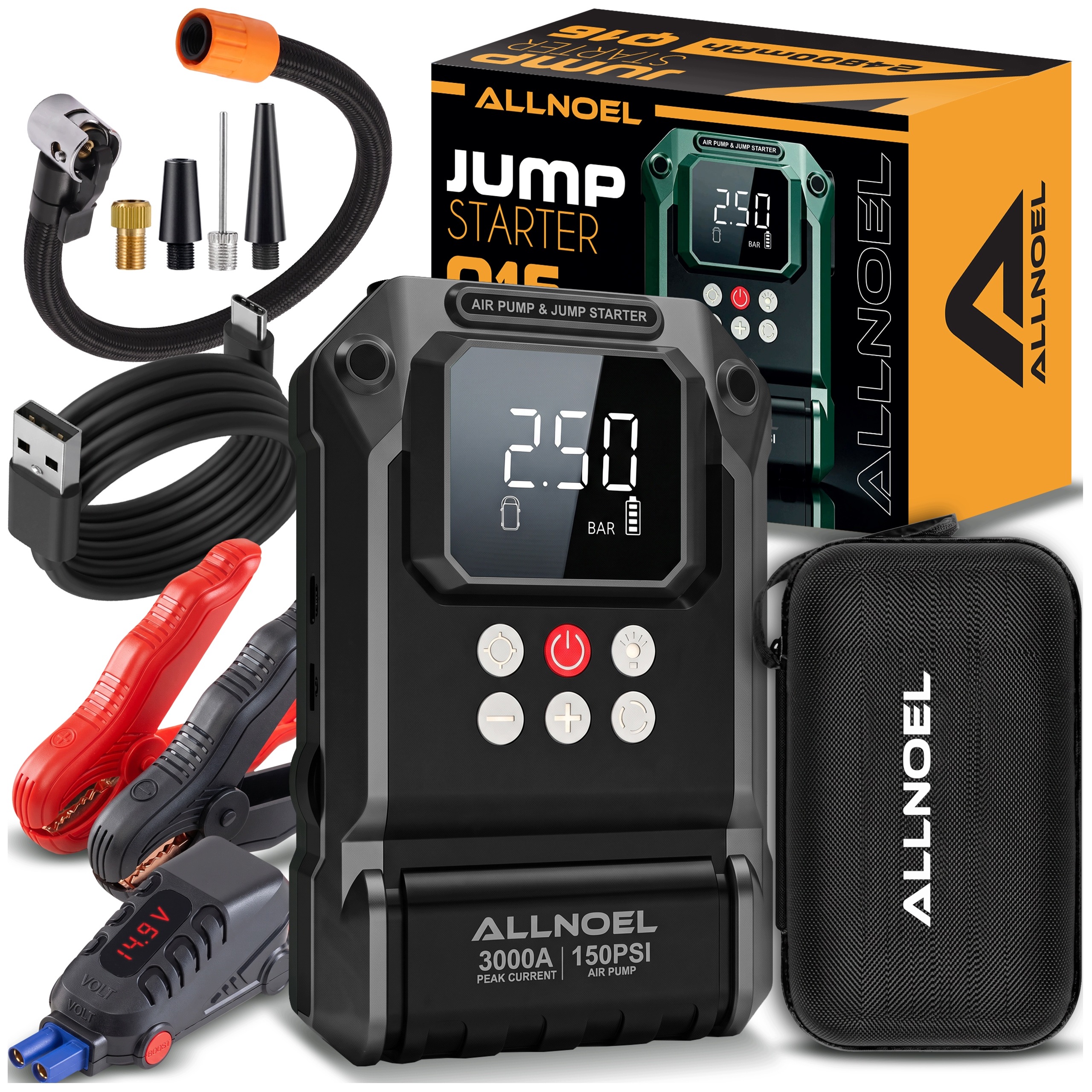 Startovací Zařízení Jump Starter S Kompresorem 24800mAh 3000A Powerbank