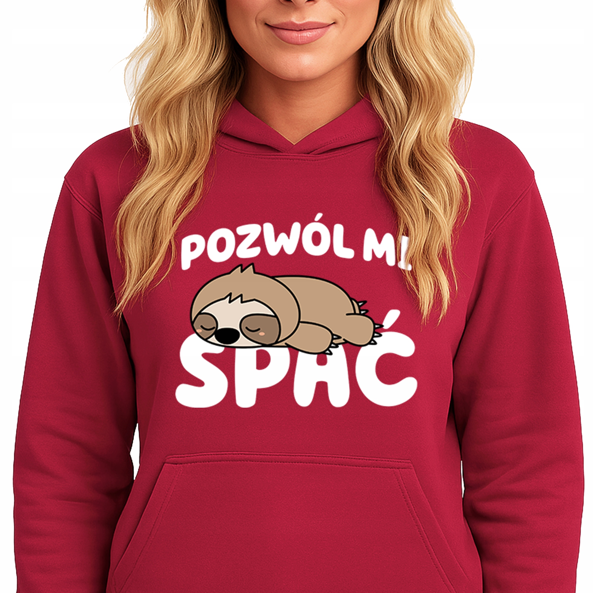 Mikina S Kapucí Červená Bavlněná mikina Módní Dovolte mi spát M