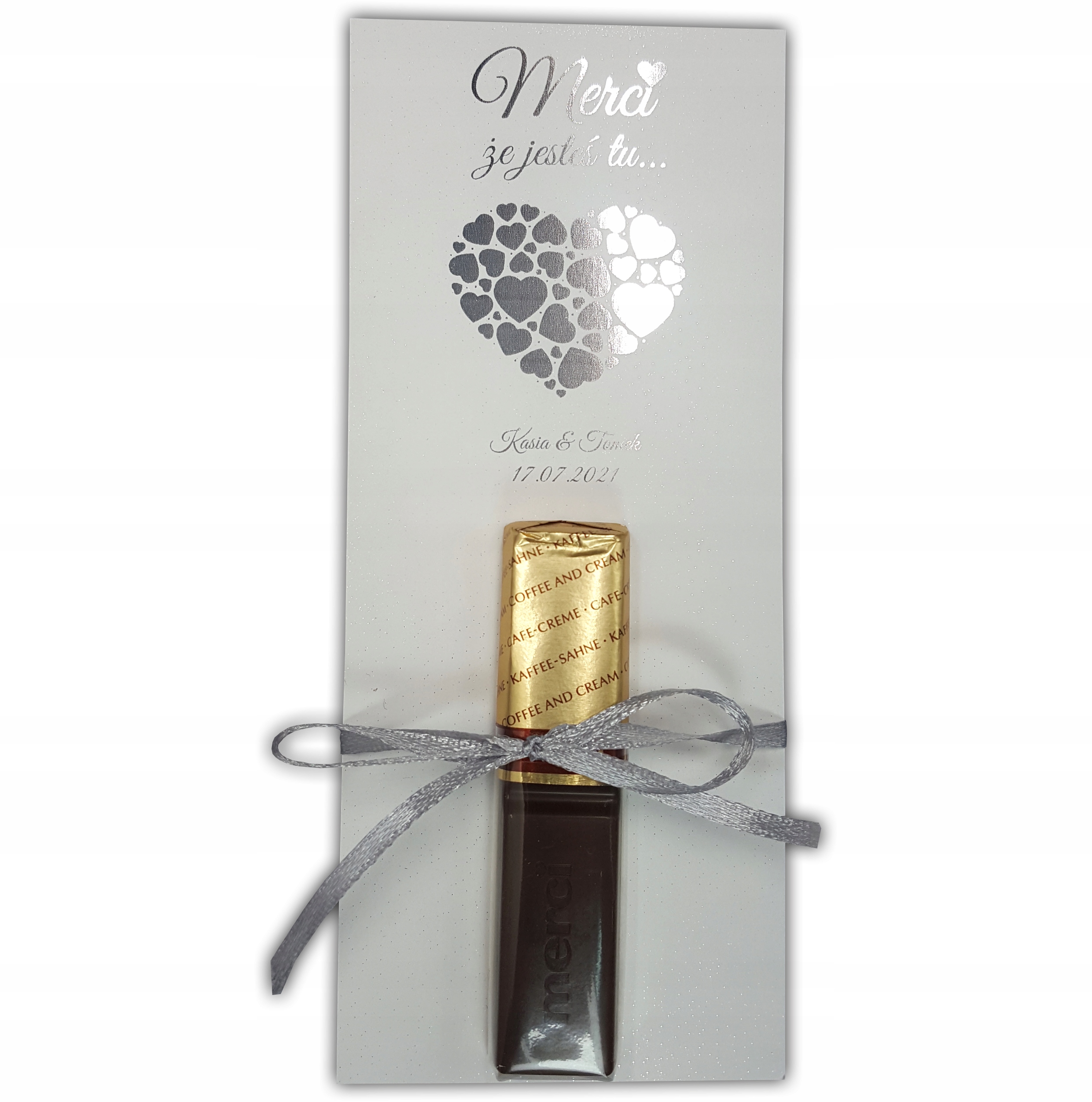 

Podziękowania dla gości Merci wesele 10szt Srebrne