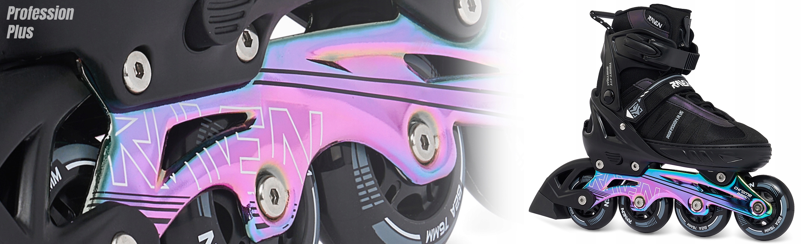 Rolki Regulowane RAVEN Profession PLUS Black/Neo Chrome 35-39 Speed Lacing Model Profession PLUS