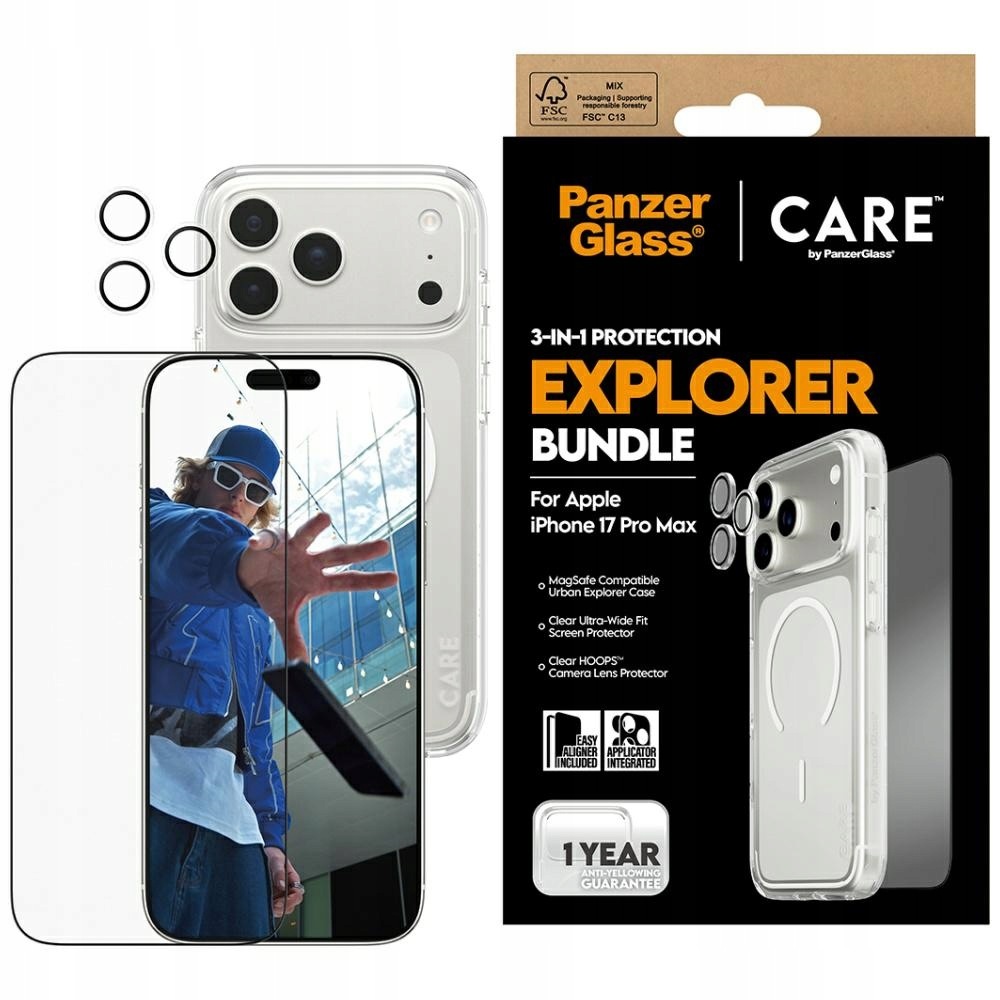 Zestaw ochronny Care by PanzerGlass Flagship Explorer 3w1 iPhone 17 Pro Max