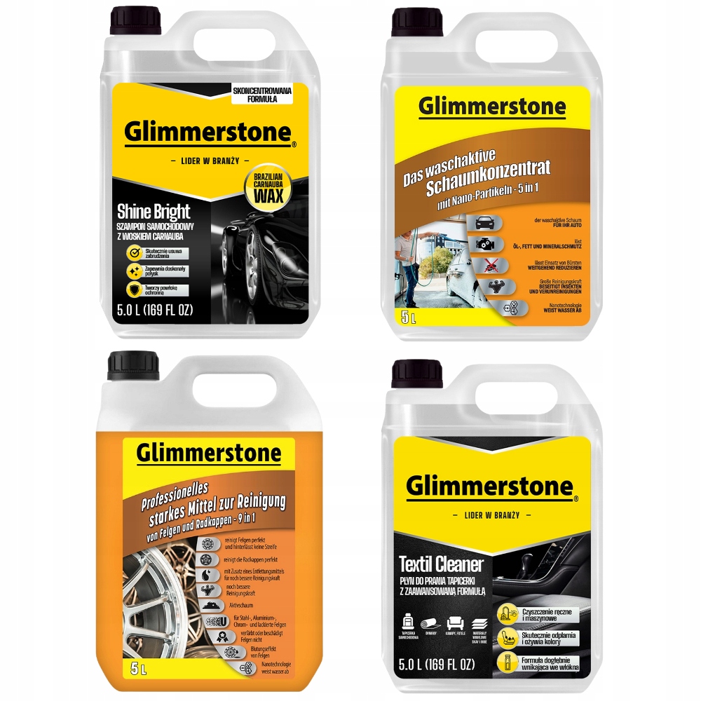 Sada Tekutých Přípravků Aktivní Pěna Šampon Prostředek Na Mytí Ráfků Praní Čalounění 20 L