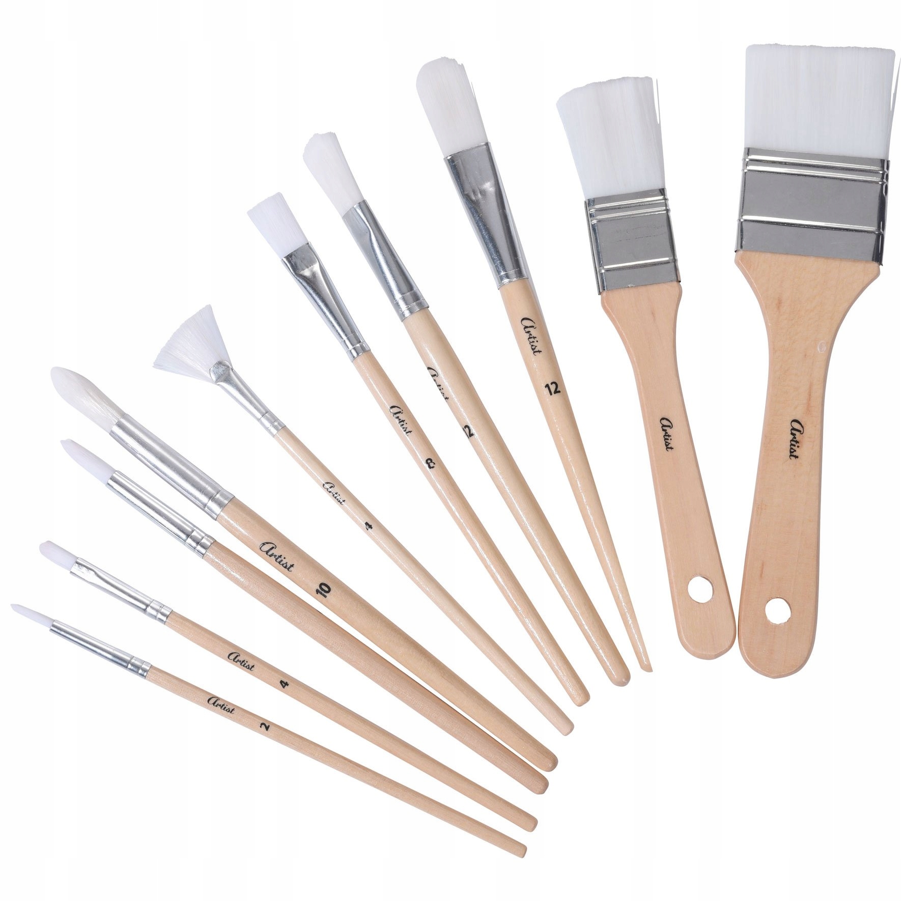 

Zestaw 10 Pędzli drewnianych Duży Zestaw Malarski