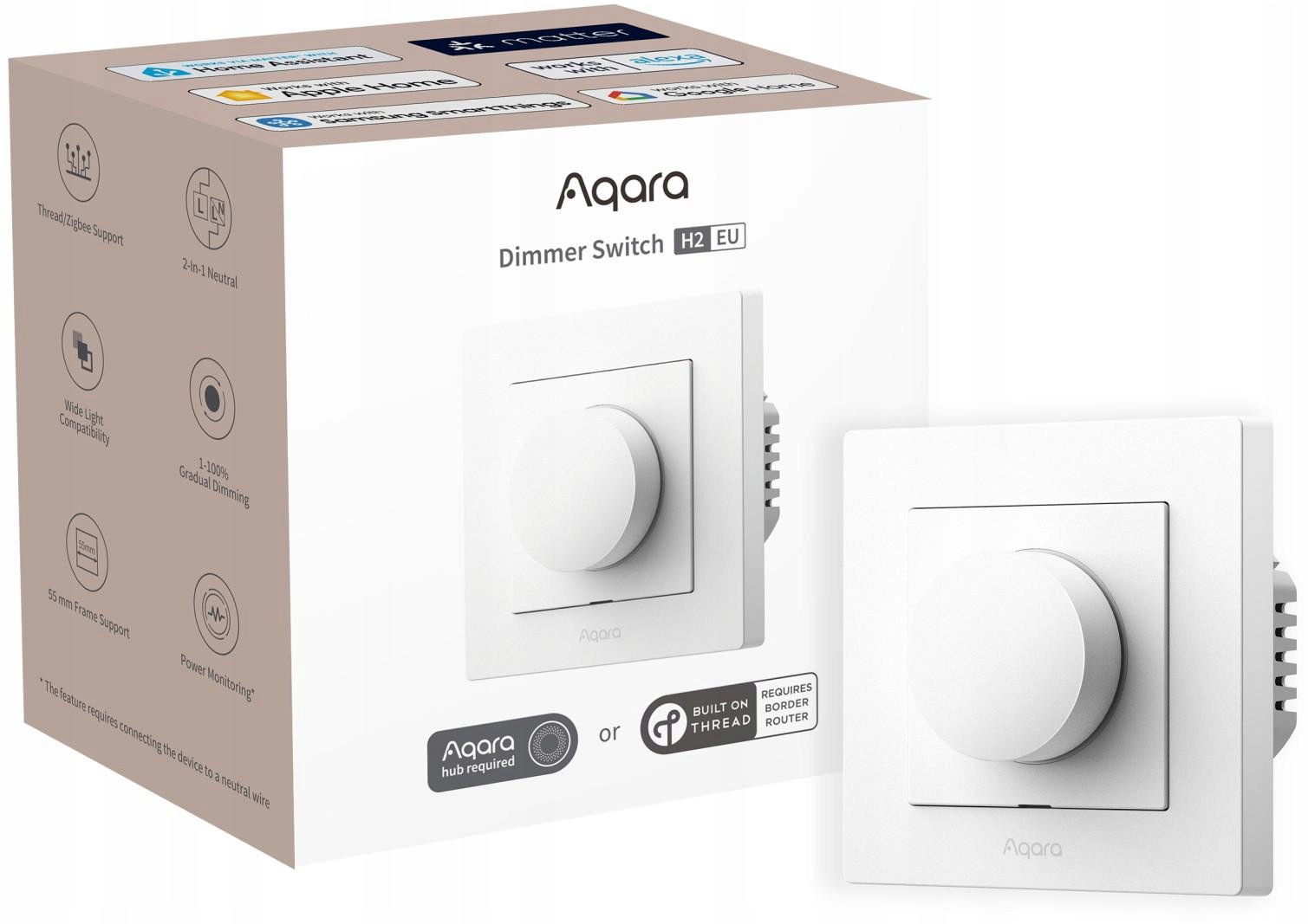 Aqara Dimmer Switch H2 Eu Bílý Stmívač světla s knoflíkem KD-R01D