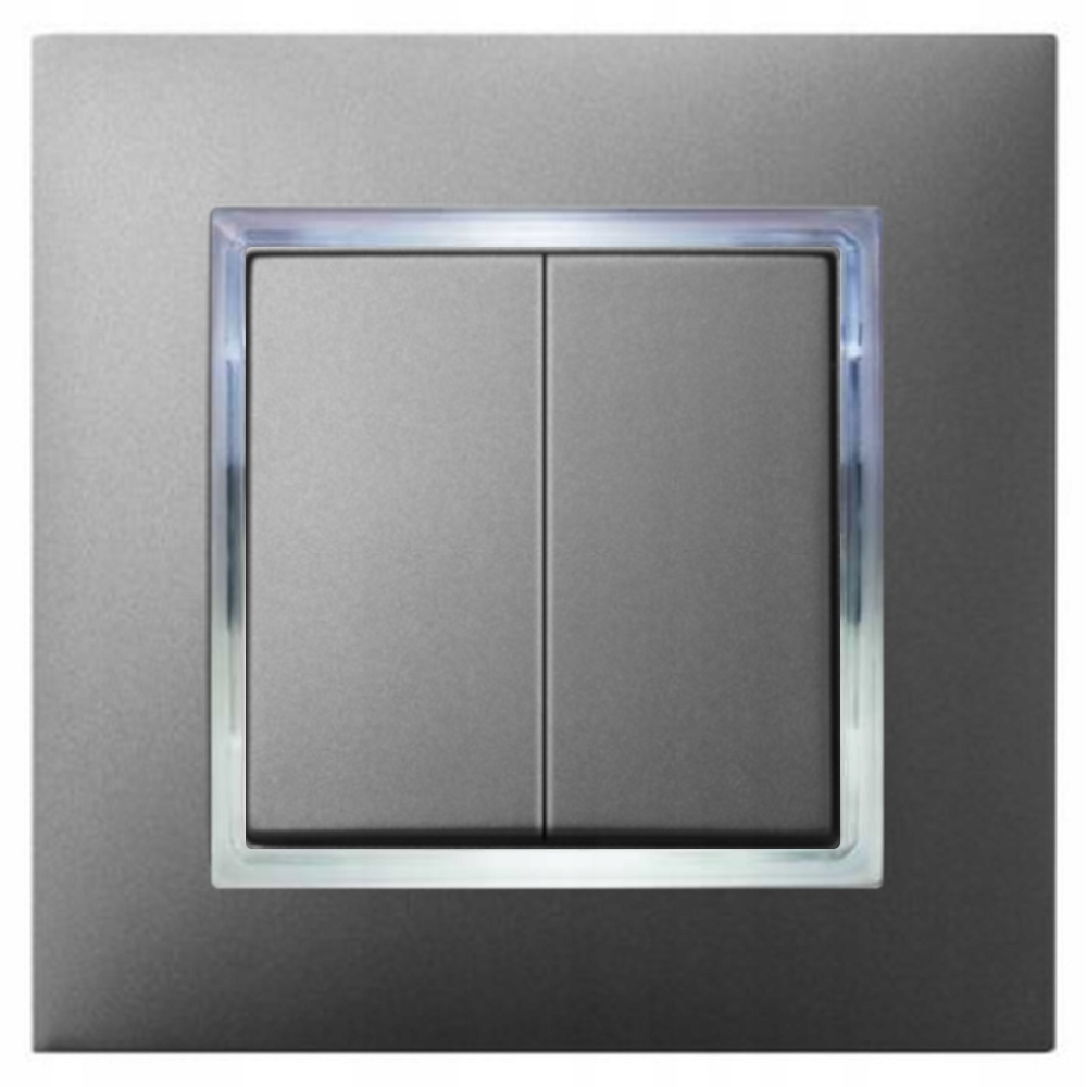 

Włącznik Podwójny Szary Z Podświetleniem