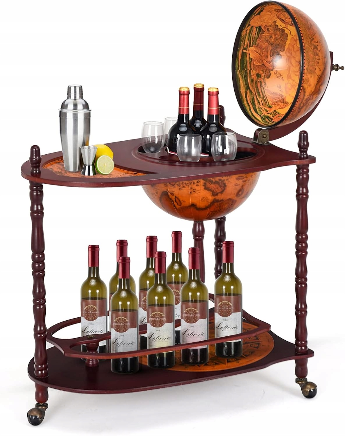 Bar Glóbus Na Kolieskach Barový Stolík Minibar Vozík Na Servírovanie