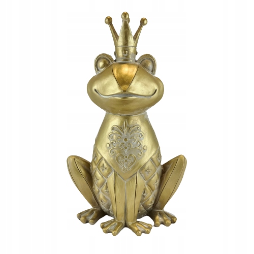 FIGURKA ŻABA CERAMICZNA ZŁOTA W KORONIE 33,5 cm