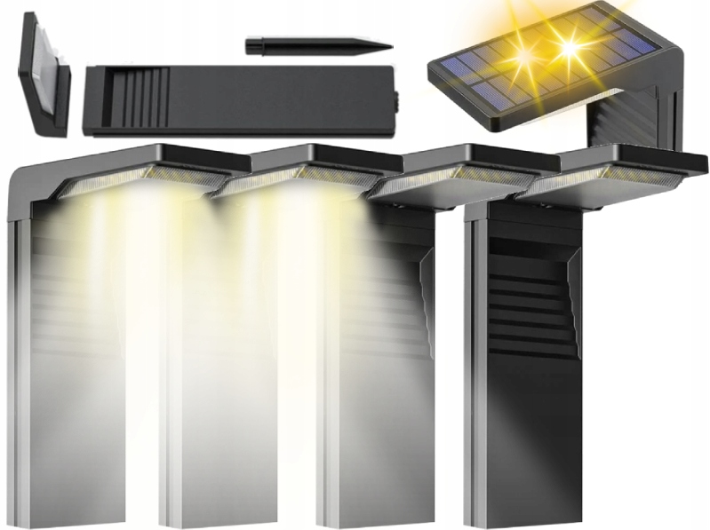 4X Solárna Zatĺkacia Záhradná Lampa S Led Stĺpikom 30 W, Senzor Súmraku 57 CM