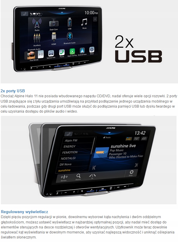 ALPINE ILX-F115D CARPLAY ANDROID-AUTO 11-CALI, HIT Montaż 1-DIN