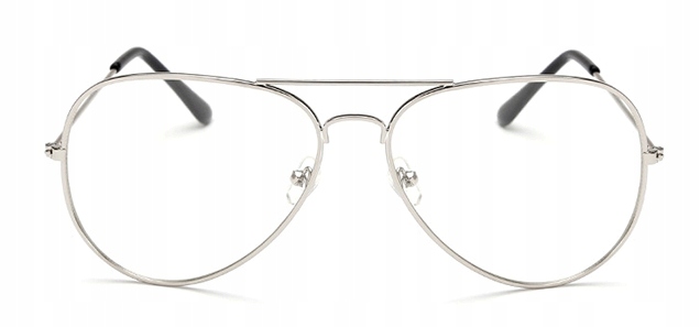 

Okulary pilotki awiatorki zerówki srebrne unisex