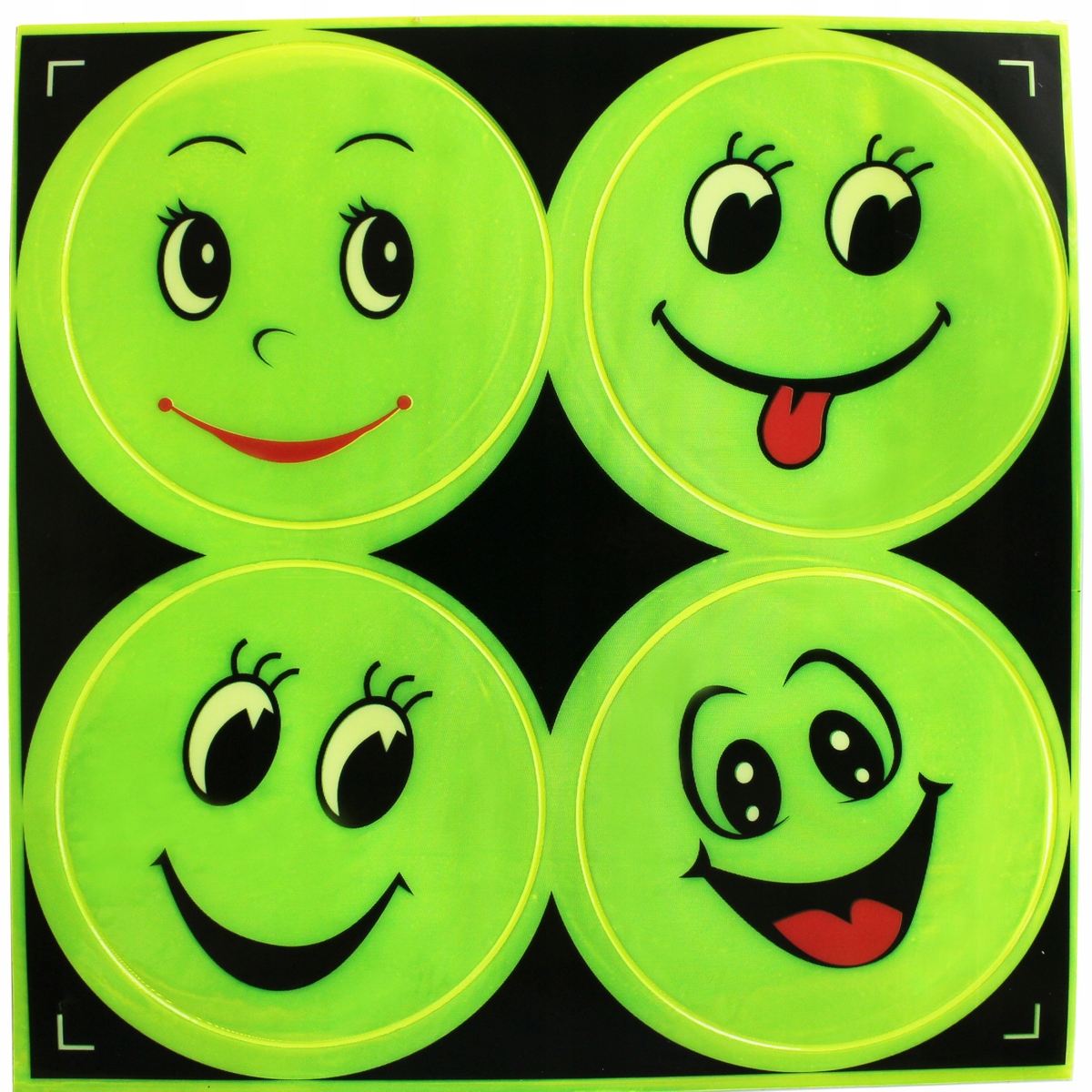 ODBLASKI NAKLEJKI ODBLASKOWE BUŹKI 4 SZT EMOTIKON