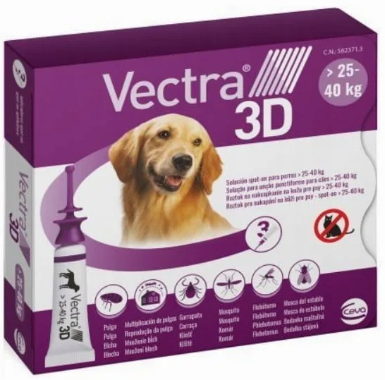 Vextra 3D krople na pchły i kleszcze dla psa 25-40 kg 3x4,7 ml