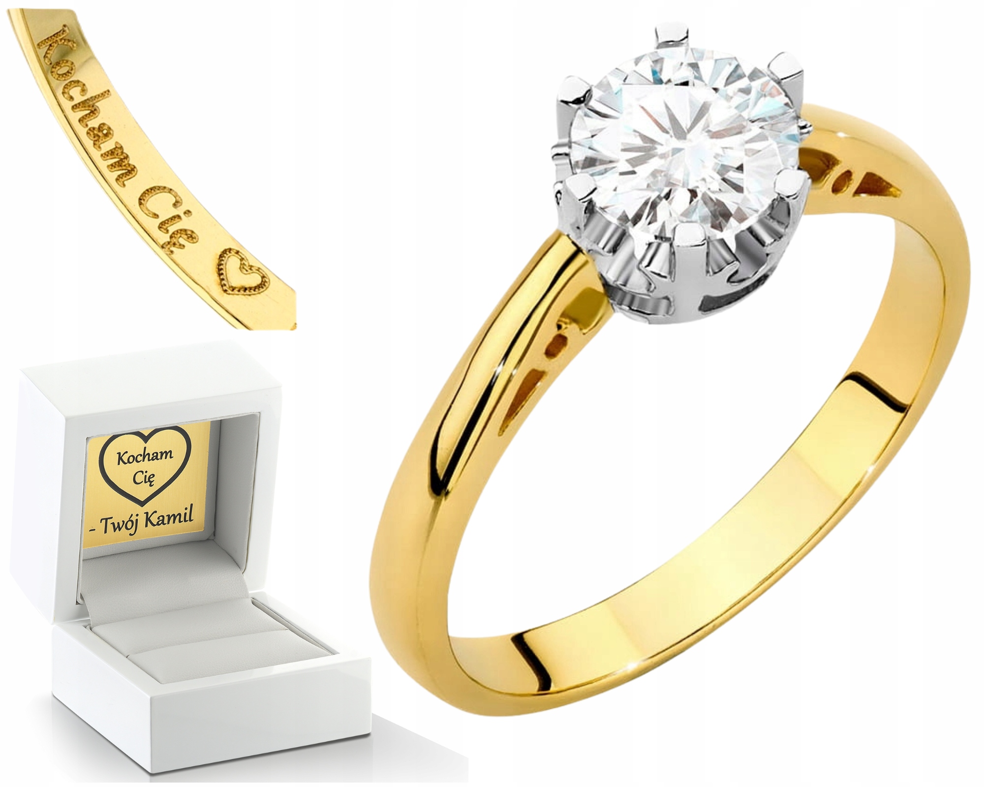 Zlatý Prstýnek Diamantový Laboratorní Briliant 0,70 Ct 585 Gravírování
