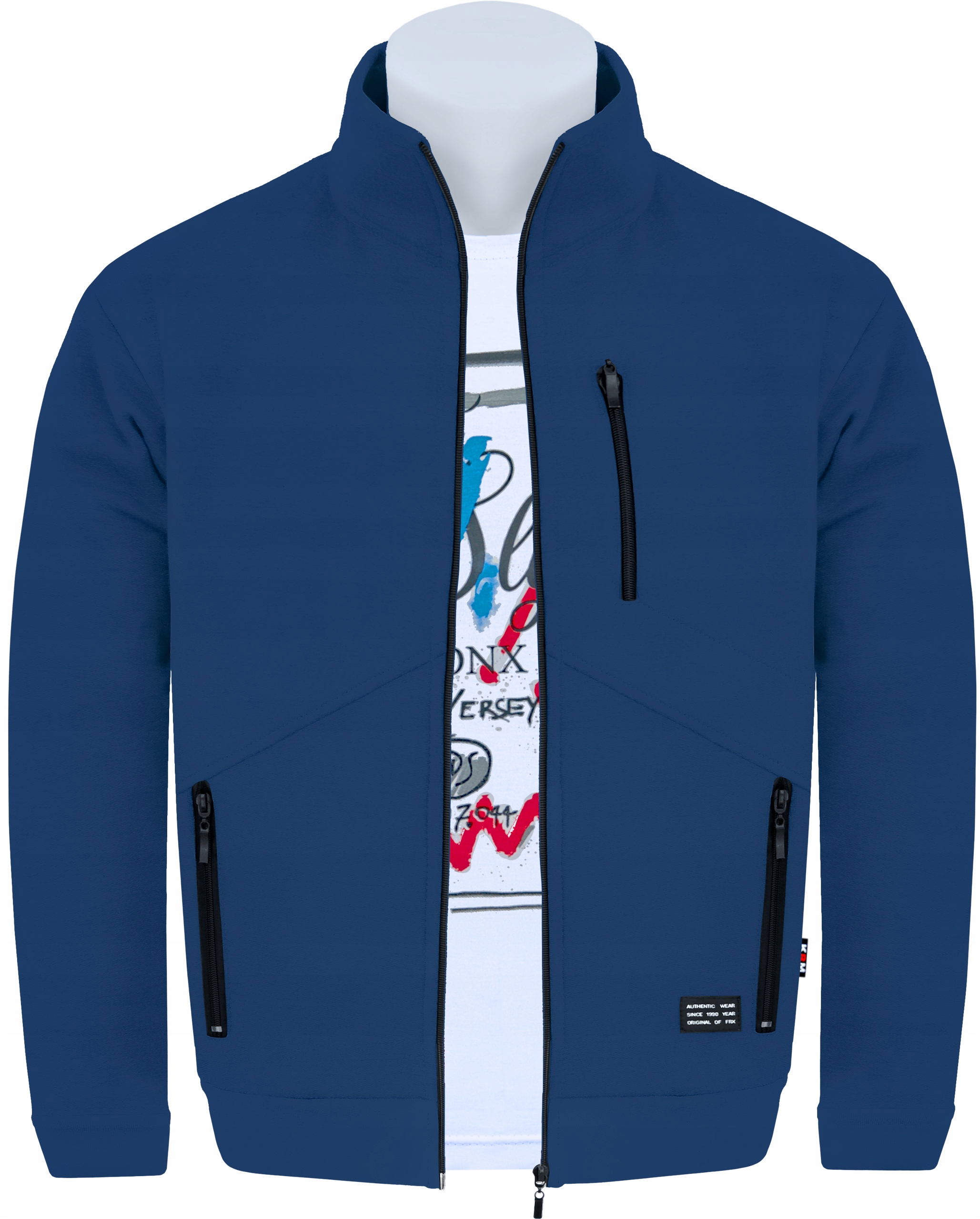 Polska Bluza Fr/tz rozpinana bez kaptura wysoka stójka XL indygo