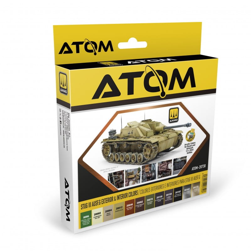Ammo Mig 20730 Sada barev Atom StuG III Ausf.G Exterior & Interior Colors