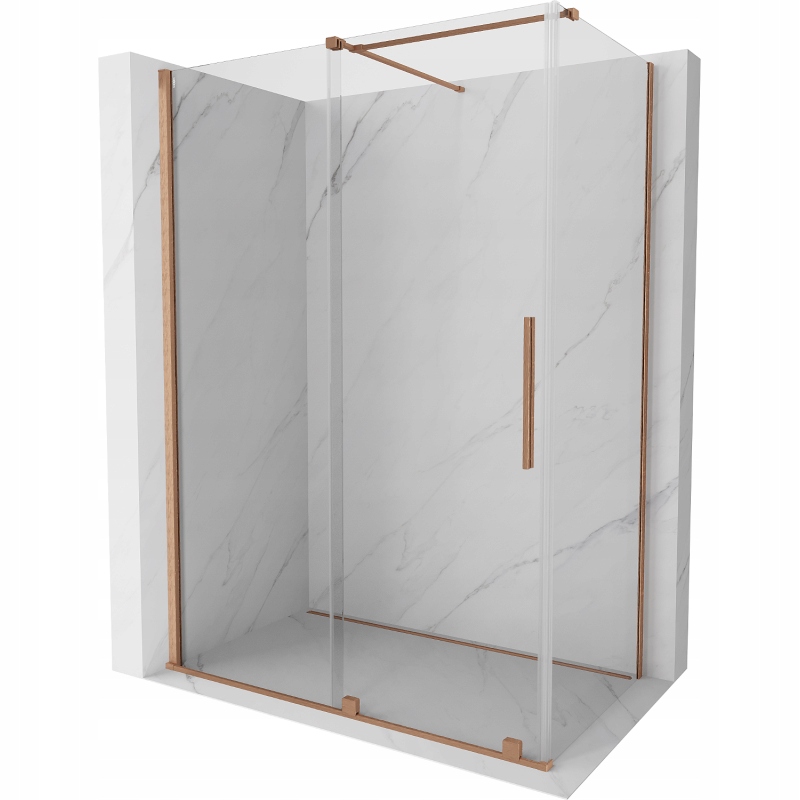 Mexen Velar rozsouvací sprchový kout 160 x 90 cm, Průhledné, měděná kartáčo