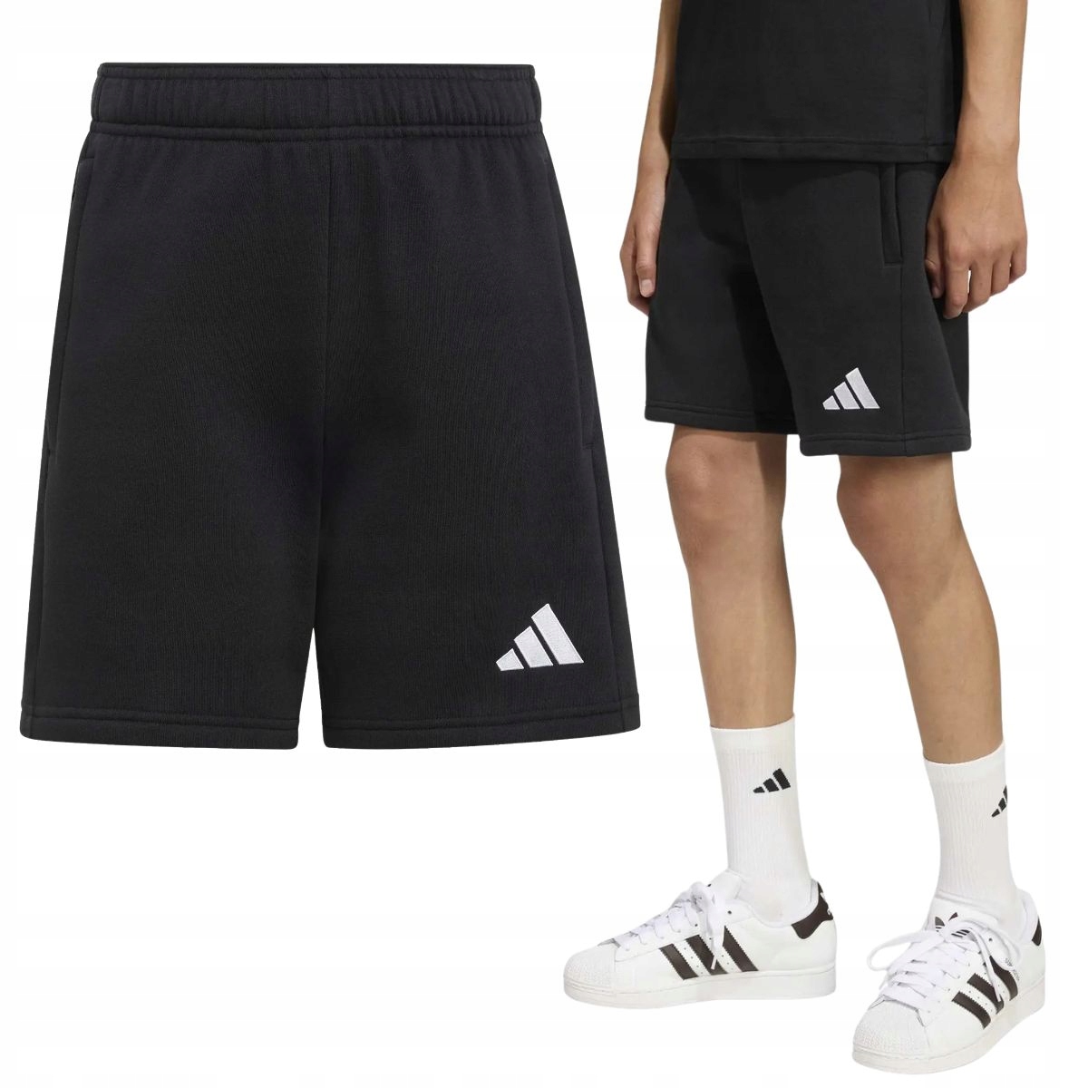 Spodenki Adidas Entrada Dziecięce Bawełna Zapinane Kieszenie Czarne 164 cm