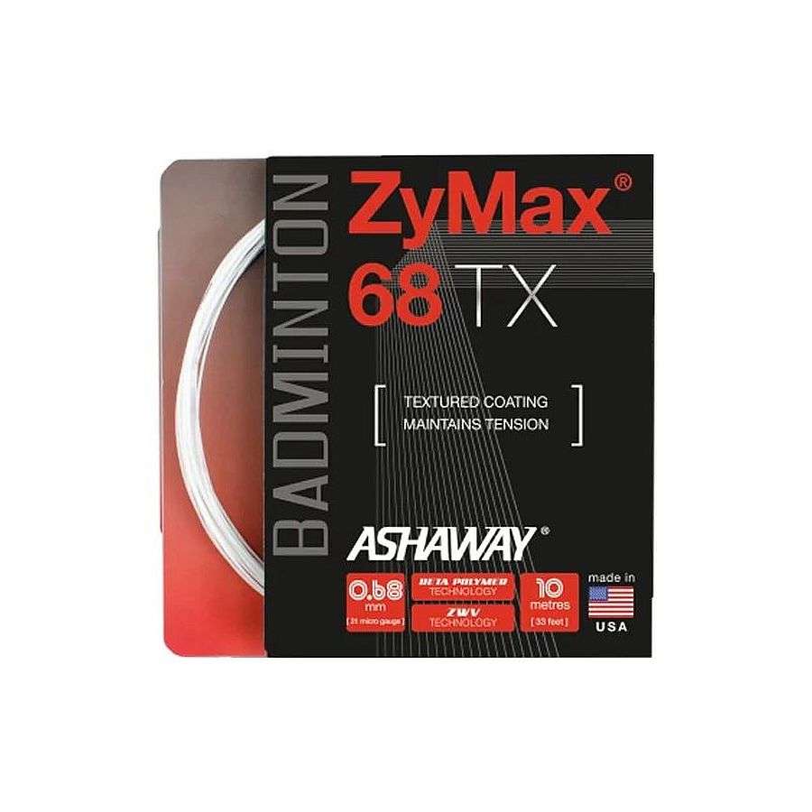 Naciąg do badmintona Ashaway Zymax 68 Tx Biały 10 m