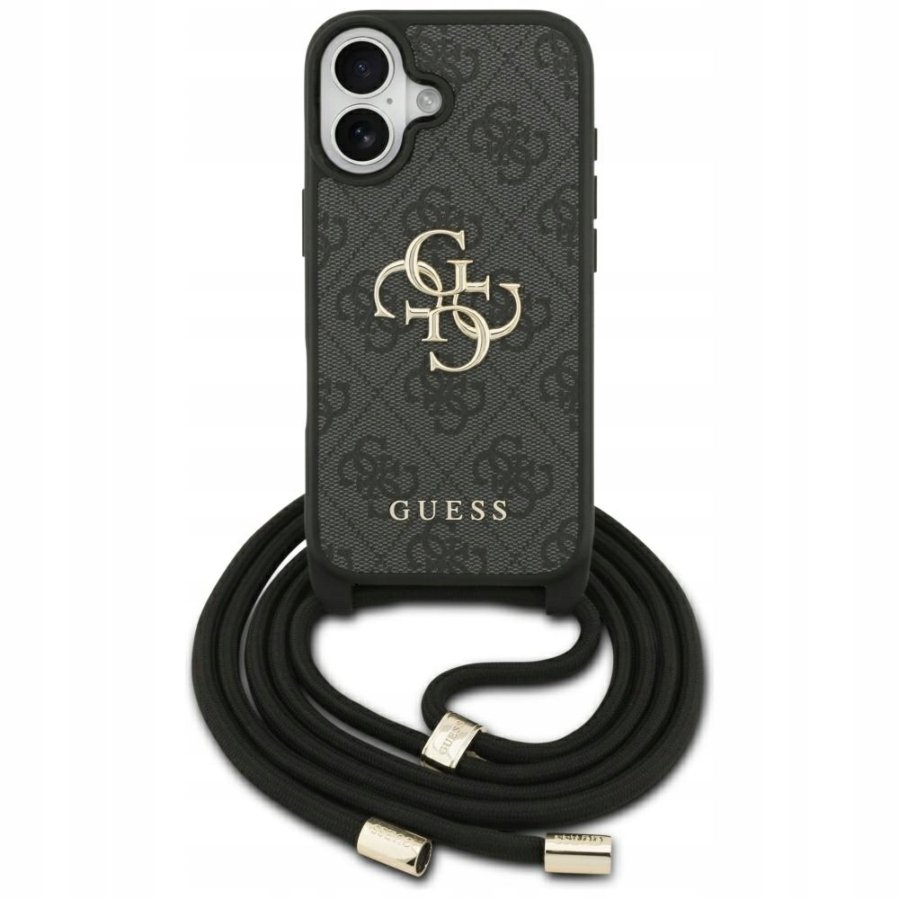 Pouzdro Guess 4G Big Logo Cord Stap Crossbody pro iPhone 17, černé
