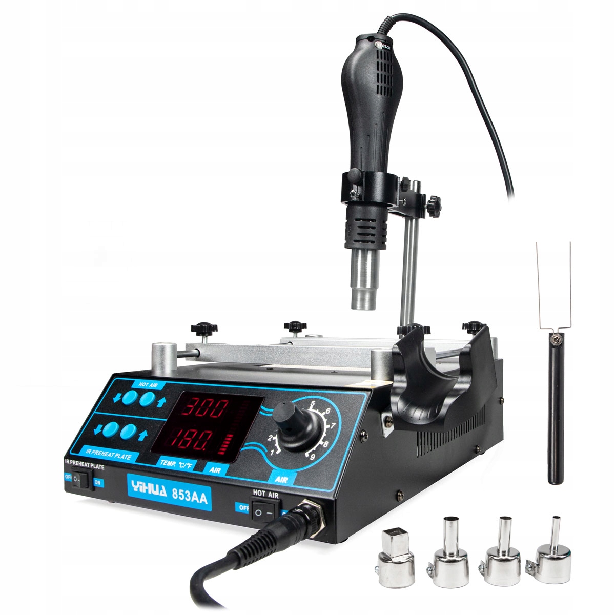 Stacja lutownicza Yihua 853AA 1200W, 2w1: hot air podgrzewacz do Bga, Smd