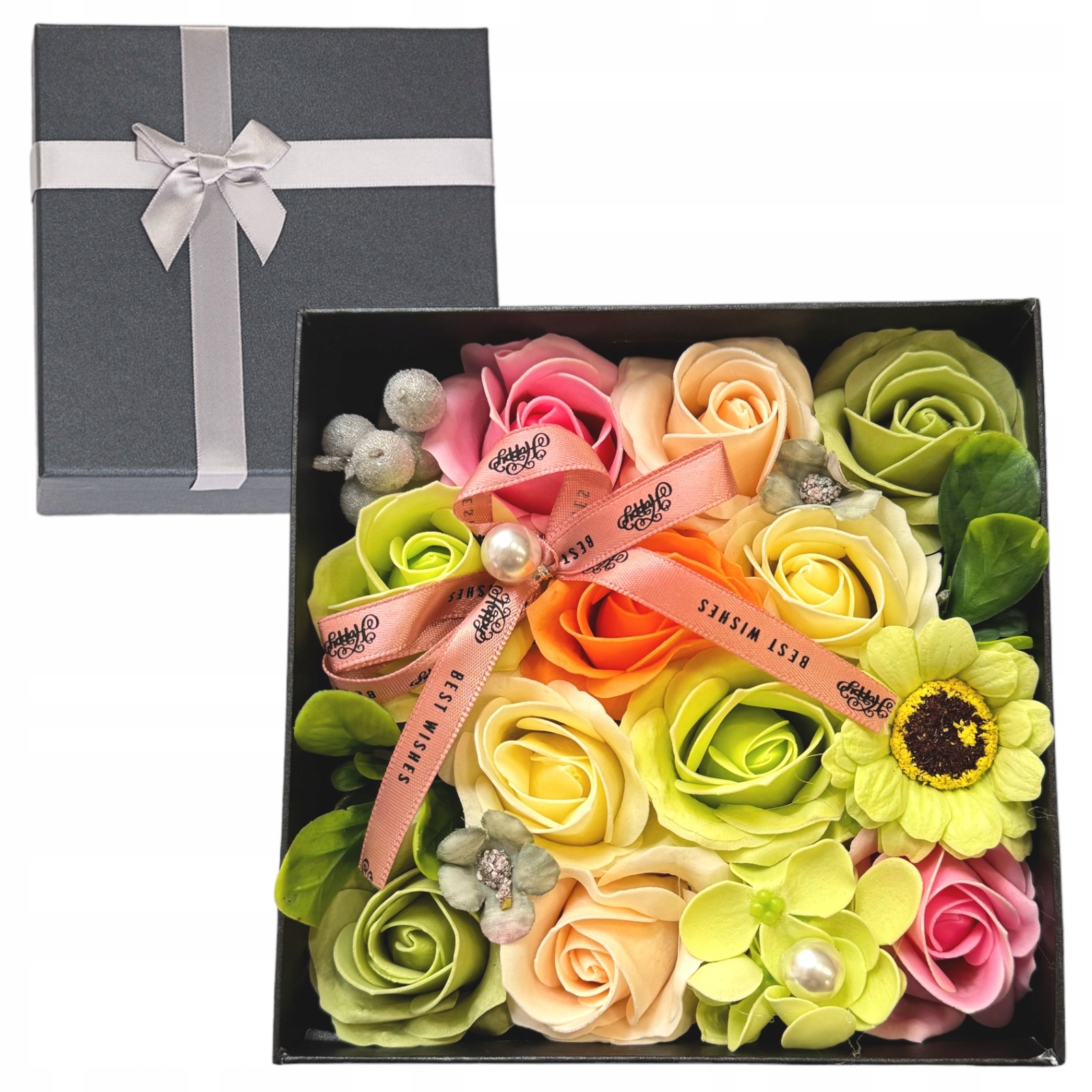 Róże mydlane kwiaty pachnące flower box na prezent