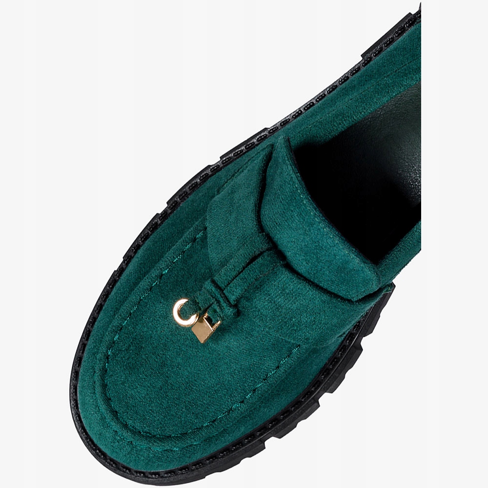 MOKASYNY PÓŁBUTY DAMSKIE MODNE NA PLATFORMIE Z OZDOBĄ WYGODNE BUTY NEW 37 Kolor zielony