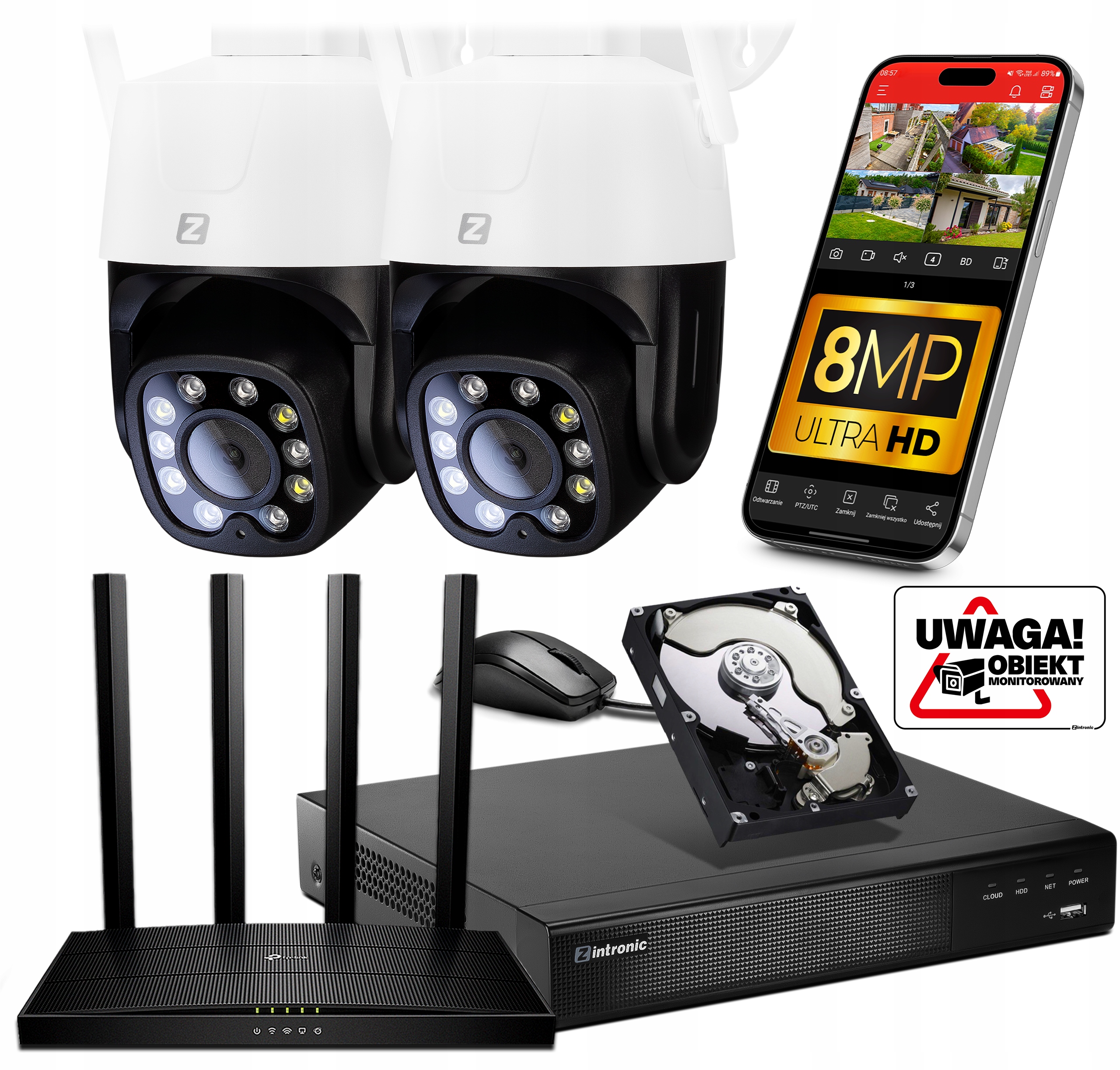 Sada pro Monitorování 2x Ip kamery WiFi P8 Light 8MPx 4K Uhd Audio