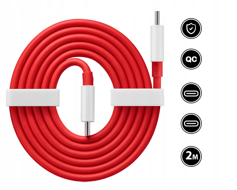 ORYGINALNY KABEL ONEPLUS WARP CHARGE USB-C > C Kolor czerwony