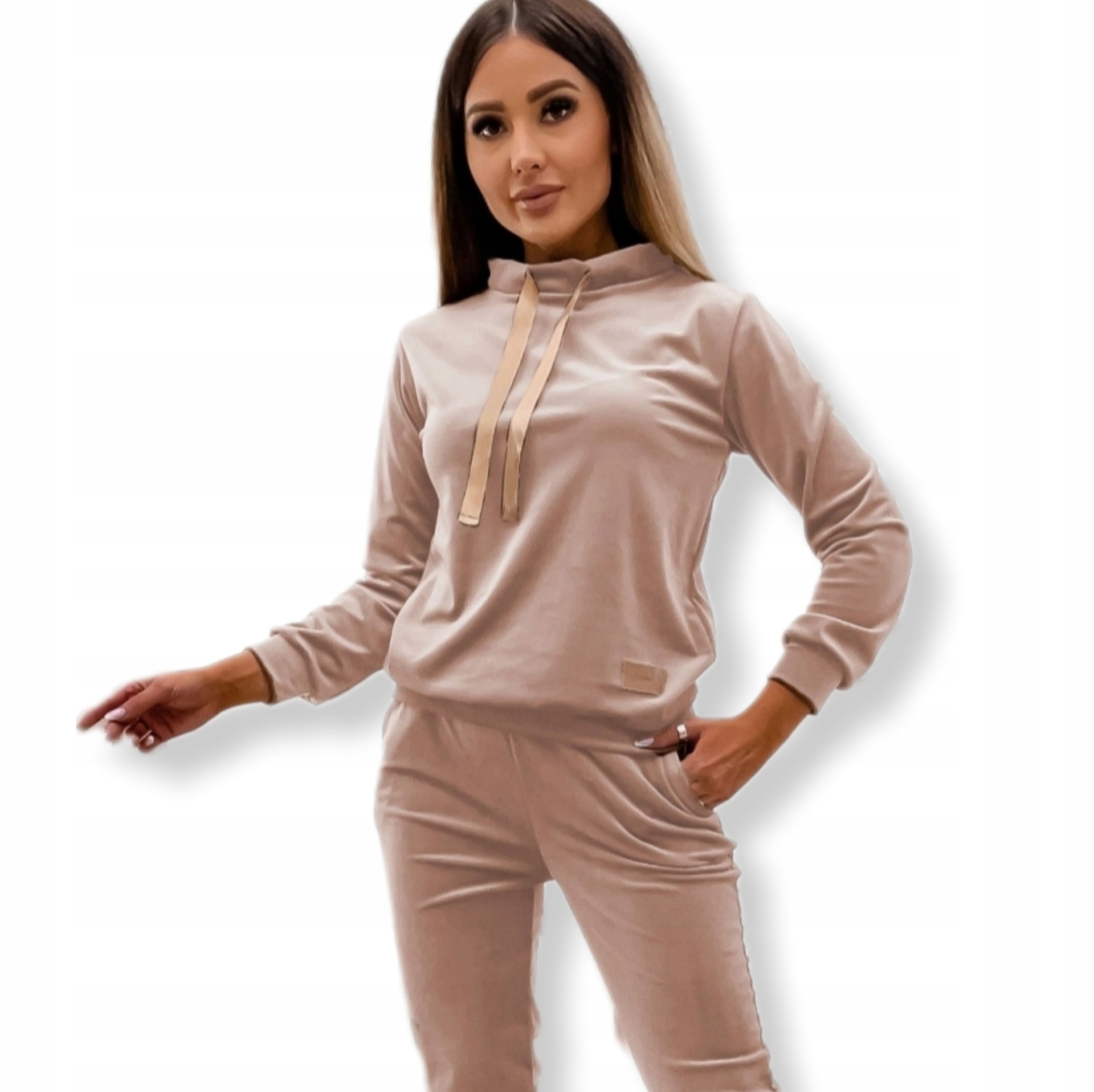 Komplet dresowy Welurowy Moon Beż r. L