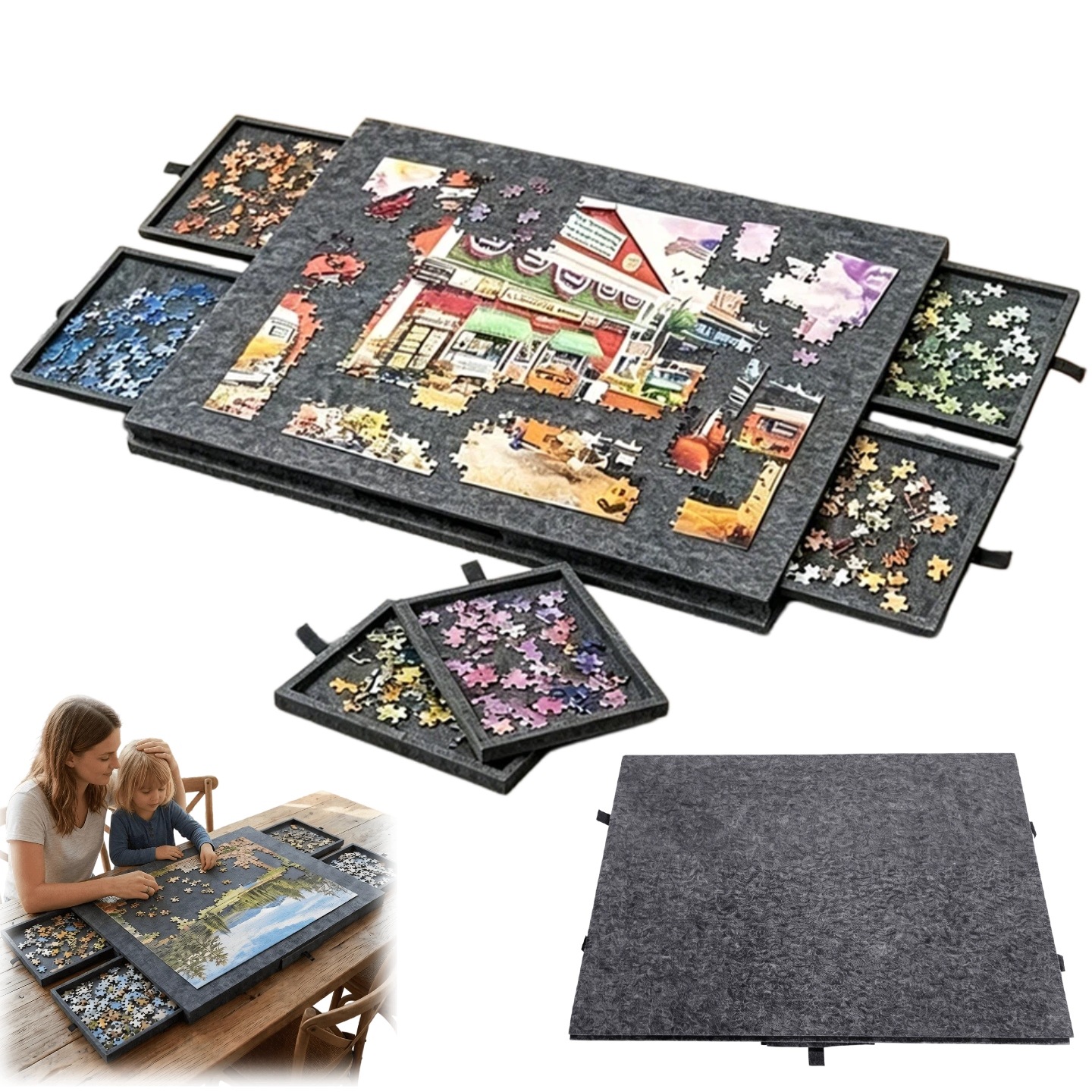 Stolik Do Układania Puzzli, Plansza Do Układania Puzzli Z 6 Szufladami