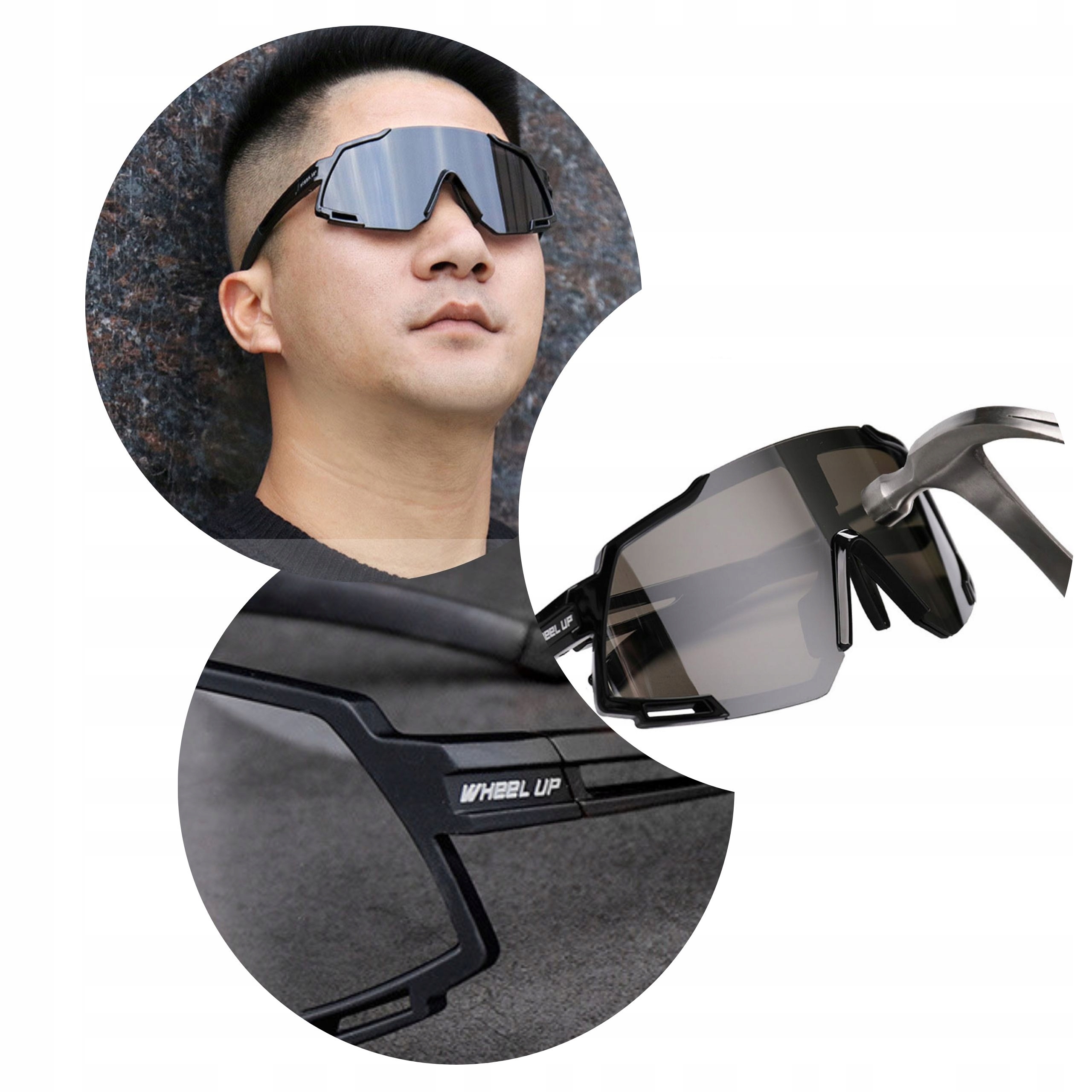 OKULARY ROWEROWE FOTOCHROMOWE OKULARY NA ROWER SPORTOWE FOTOCHROMY + CZAPKA Kolor soczewek bezbarwne