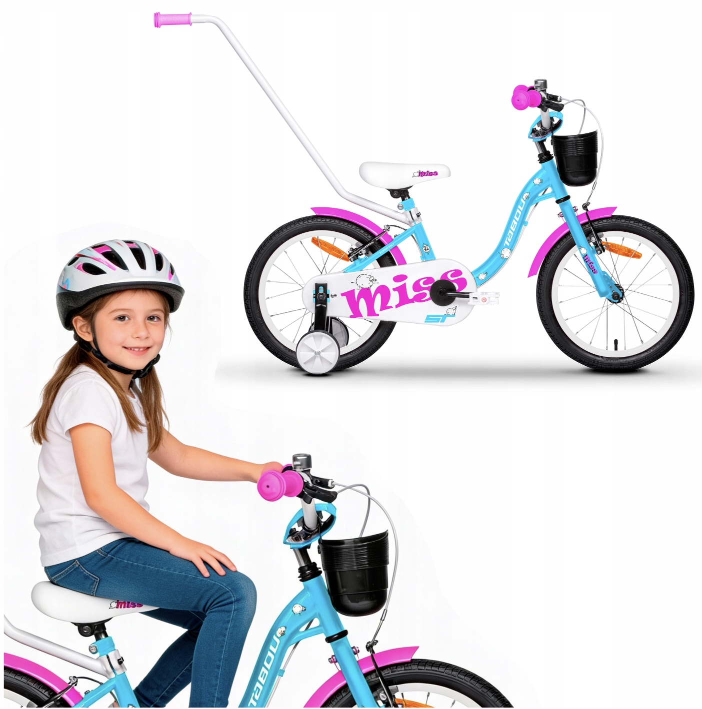 Rower Dziecięcy Rowerek 18 Cali Dla Dziewczynki Prowadnik Koła Boczne Tabou