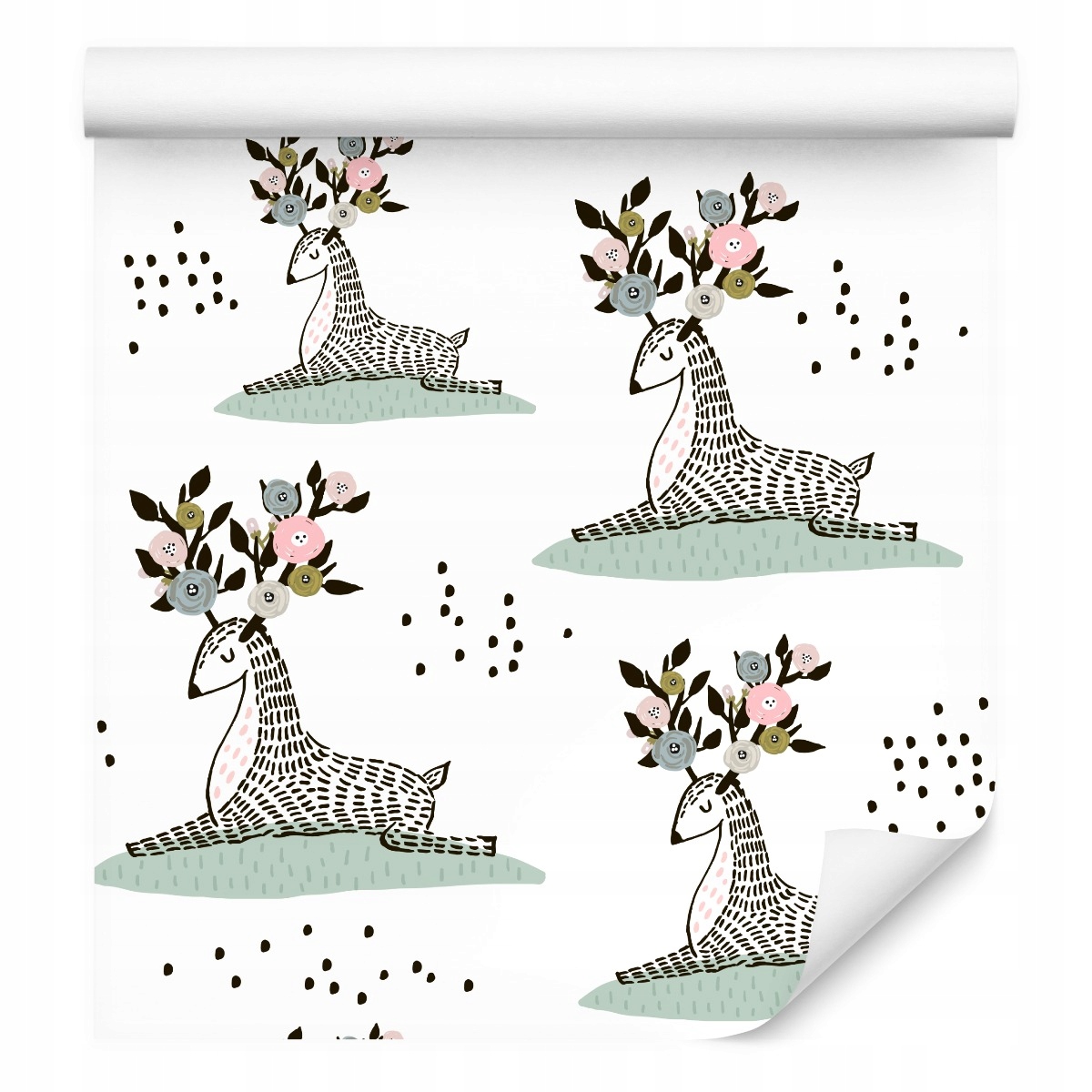 Tapeta do dívčího pokoje jelen květiny zvíře