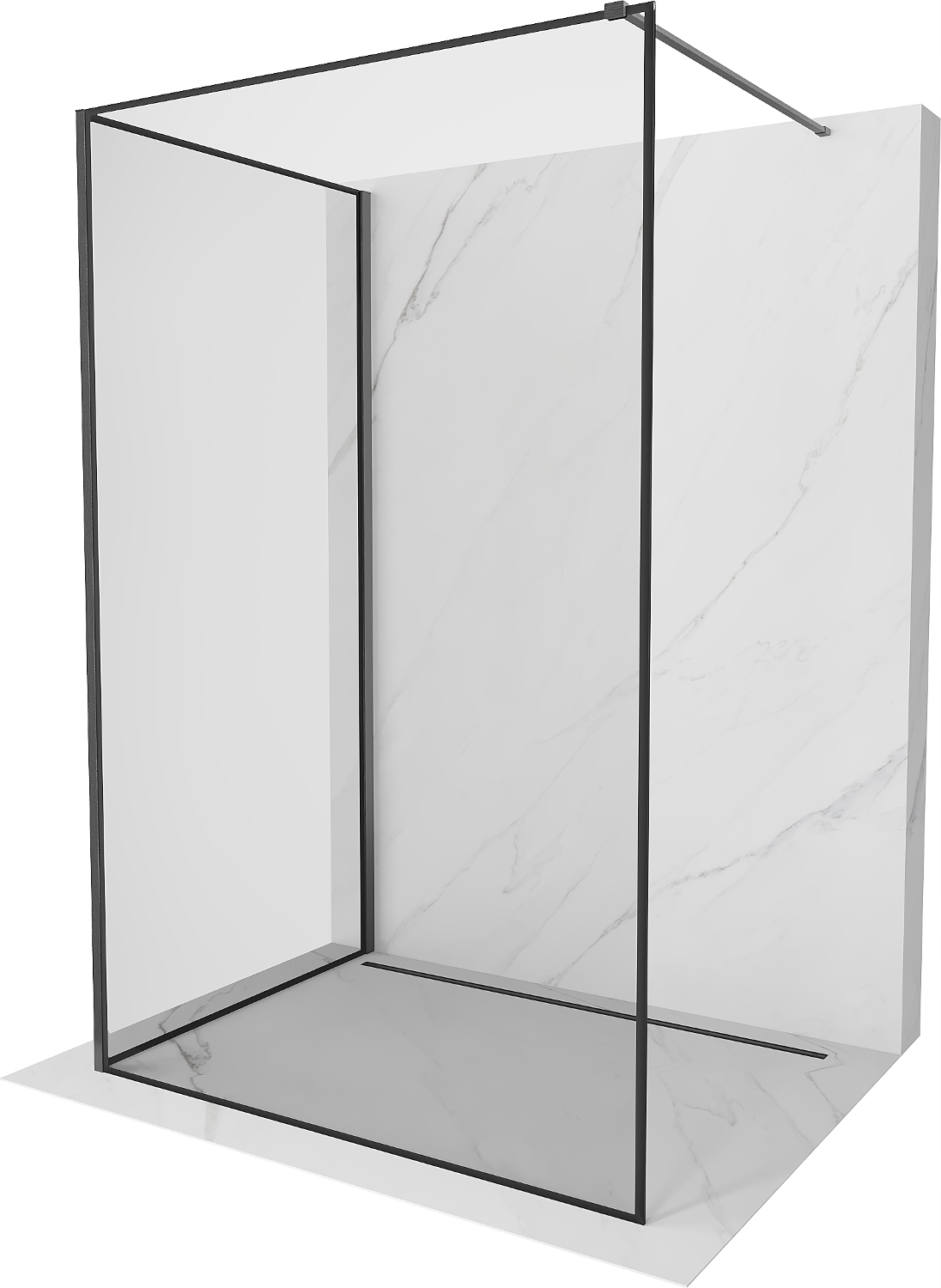 Mexen Kioto Walk-in Sprchová zástěna 130x110, gun gray, černý rám