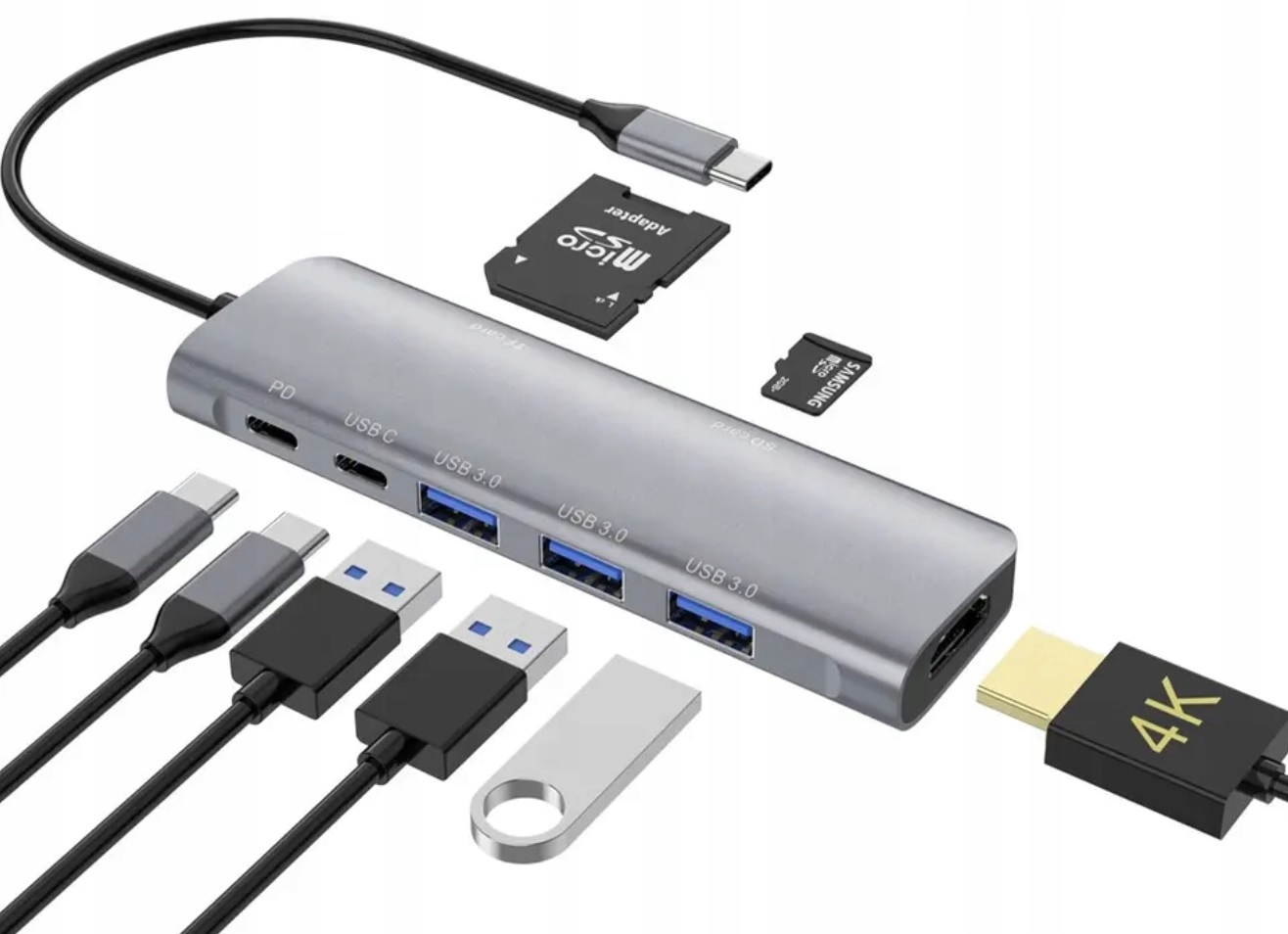 

Hub Usb-c Hdmi 4k Usb Sd Pd Power Delivery 100W