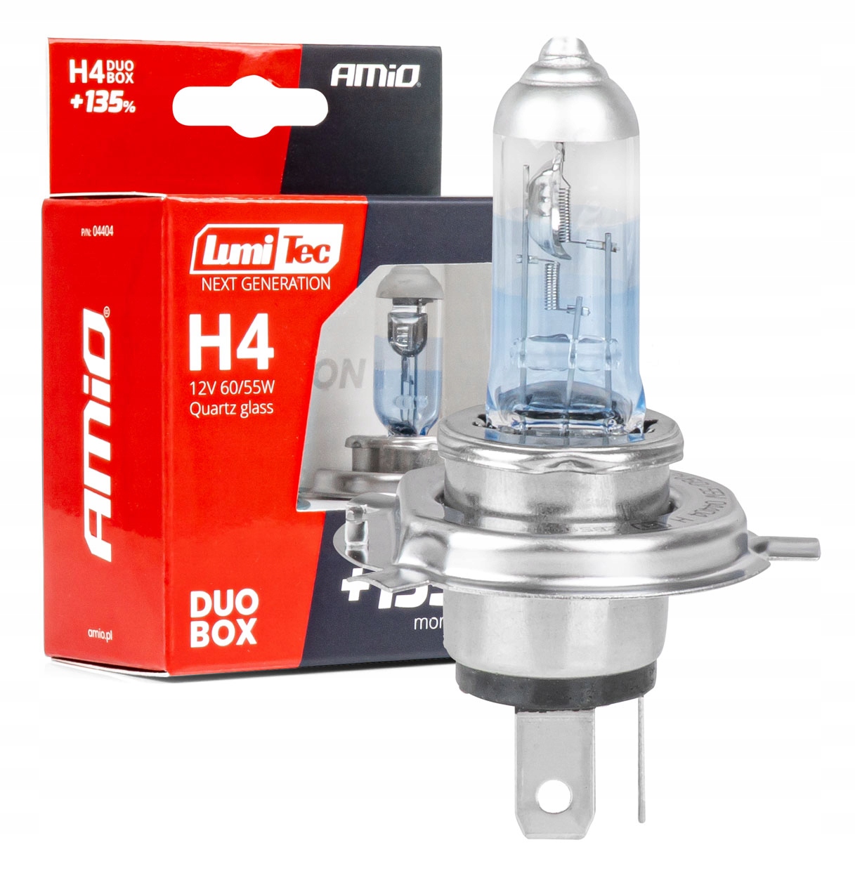 Żarówki halogenowe H4 12V 60/55W LumiTec Next Generation +135% AMIO-04404