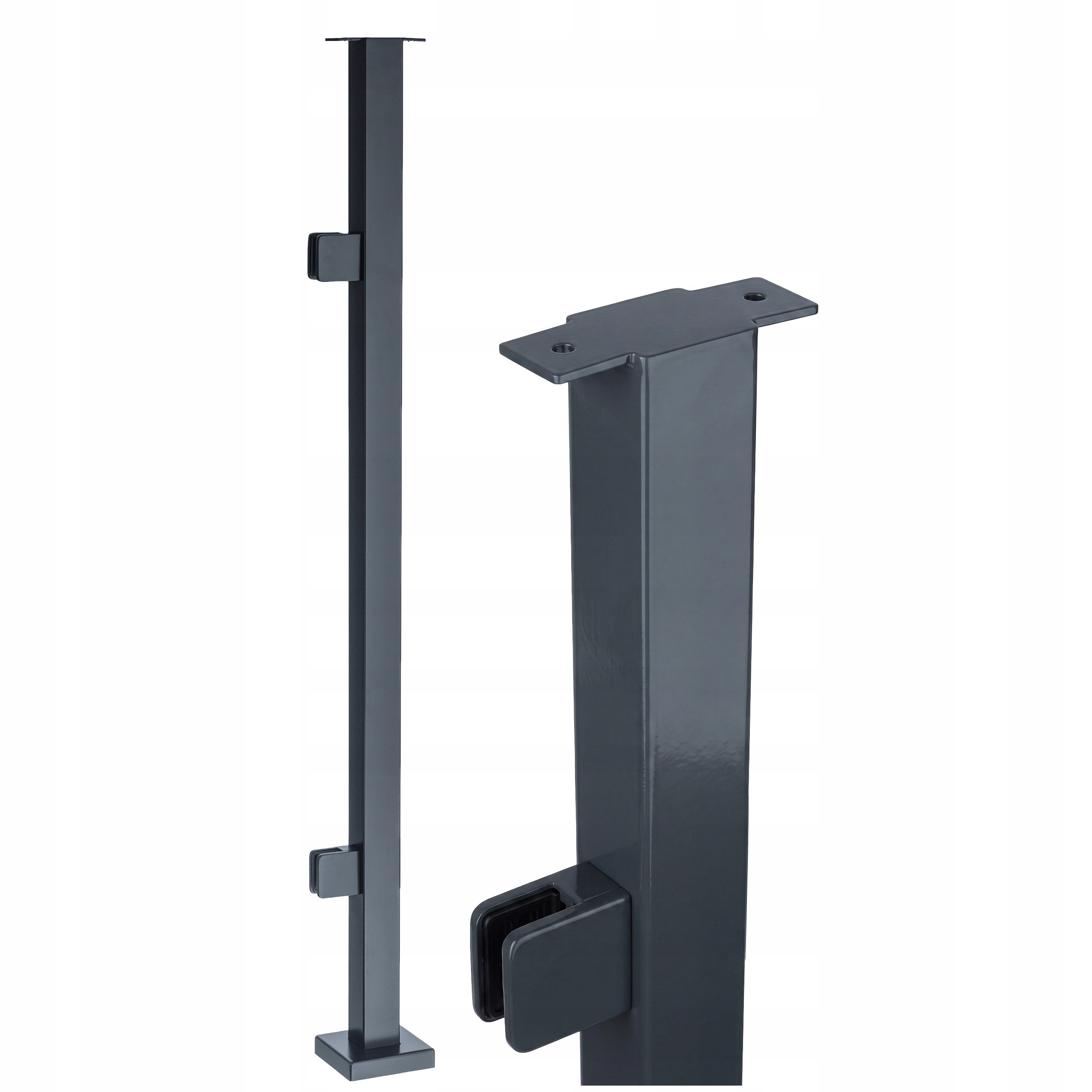 Startový Stĺpik 110 cm, sklo 2 Držiaky Antracit RAL7016 Nerez 40x40