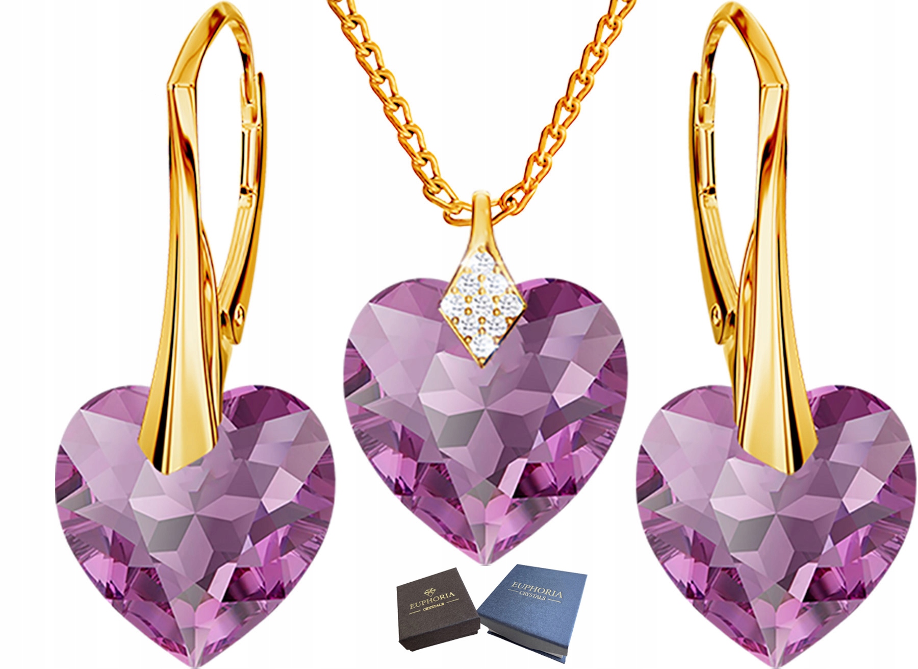 Sada šperků Zlaté Stříbro 925 Náušnice Náhrdelník s přívěskem pro ni