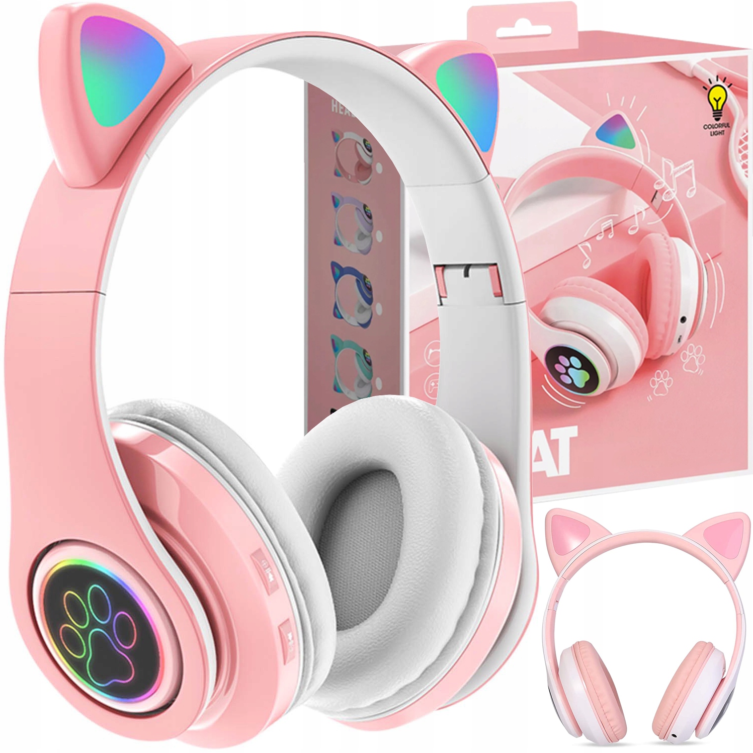 

Słuchawki Bezprzewodowe Led Dla Dzieci Kocie Uszy