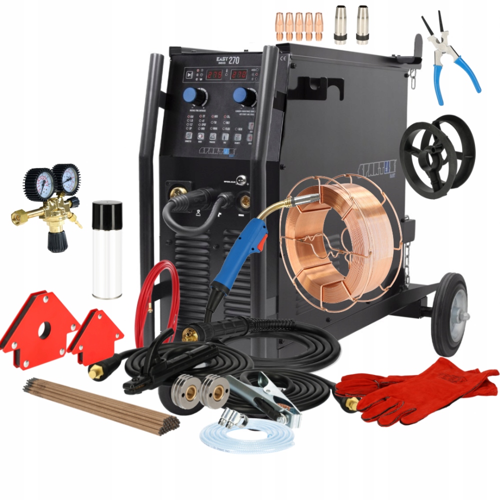 Spartus EasyMIG 270 spawarka migomat Mig Mag synergia Tig Mma 250A zestaw